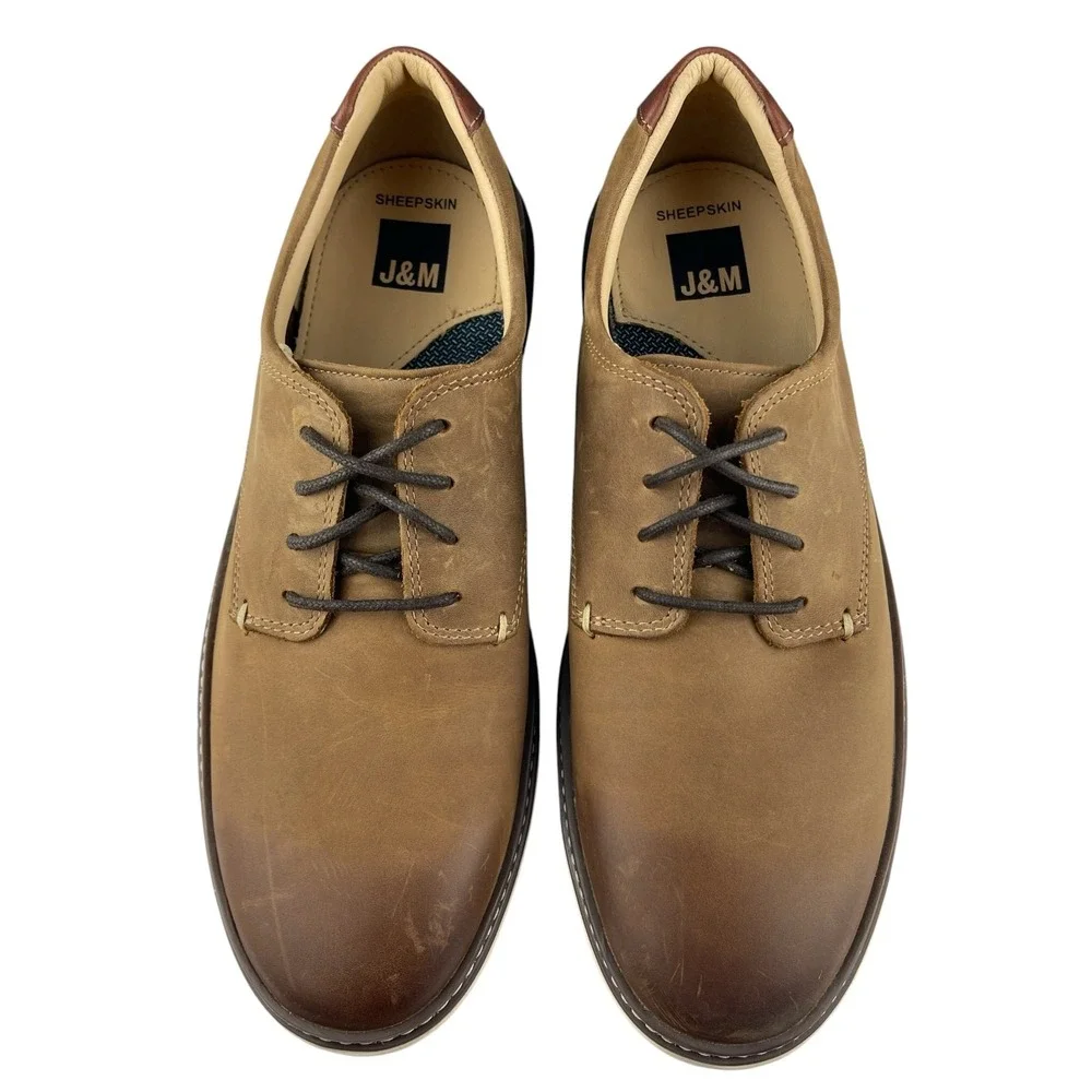 Johnston Murphy J&M Men's Oxford Shoes 8.5M Brown Sheepskin Leather Preppy